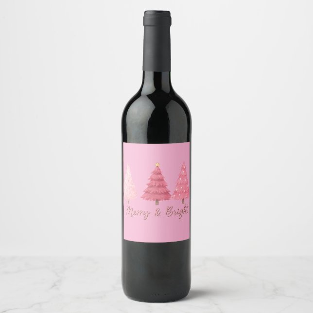 Christmas pink wine bottle label weinetikett (Vorderseite)