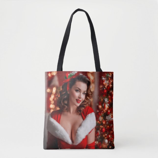 Christmas Pinup Santa Claus Lady Tasche (Vorderseite)