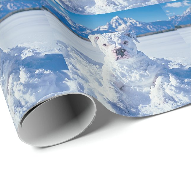 Christmas Pitbull Dog Snowman Geschenkpapier (Rolleneckpunkt)