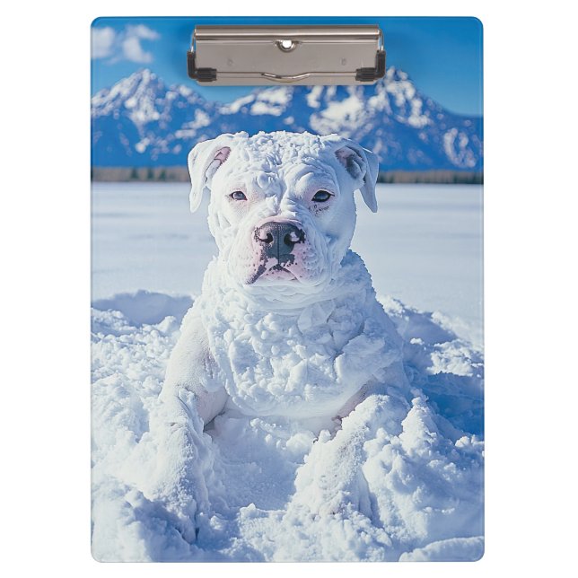 Christmas Pitbull Dog Snowman Klemmbrett (Vorderseite)
