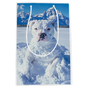 Christmas Pitbull Dog Snowman Mittlere Geschenktüte