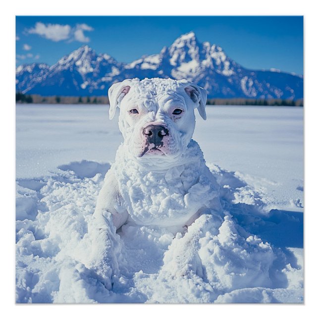 Christmas Pitbull Dog Snowman Poster (Vorderseite)