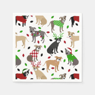 Christmas Pitbull Hunde Napkins Serviette