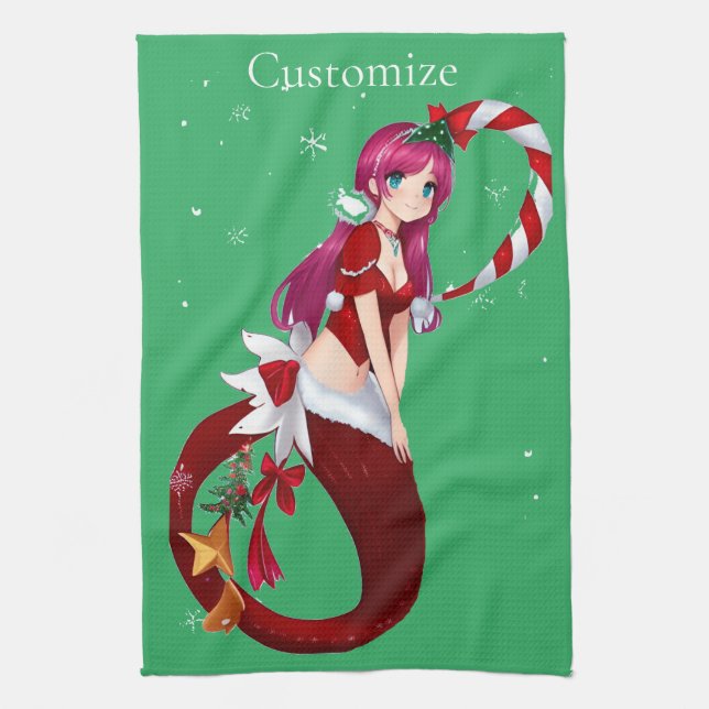 Christmas Pixie Mermaid Thunder_Cove Geschirrtuch (Vertikal)