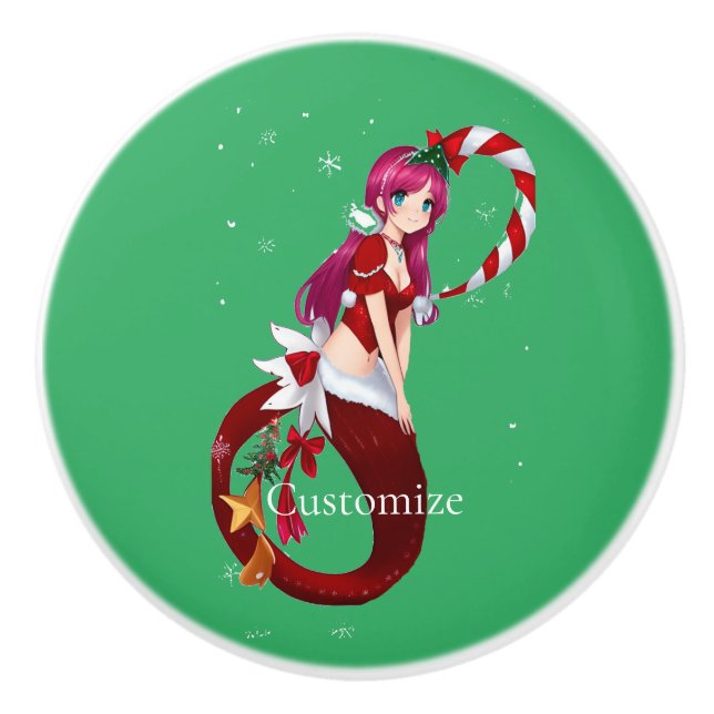 Christmas Pixie Mermaid Thunder_Cove Keramikknauf (Vorderseite)