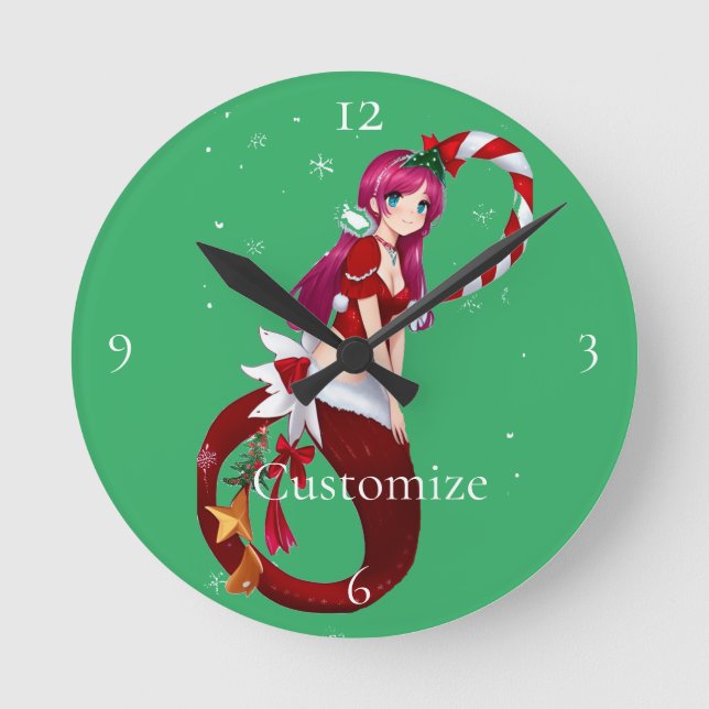 Christmas Pixie Mermaid Thunder_Cove Runde Wanduhr (Vorderseite)