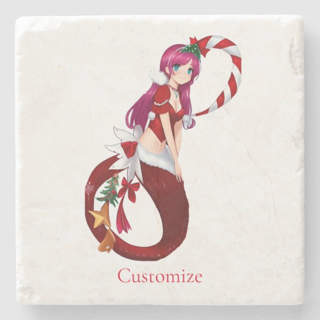 Christmas Pixie Mermaid Thunder_Cove Steinuntersetzer (Vorderseite)