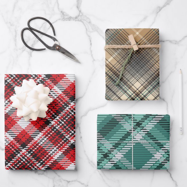 Christmas plaid coordinating geschenkpapier set (Vorderseite)