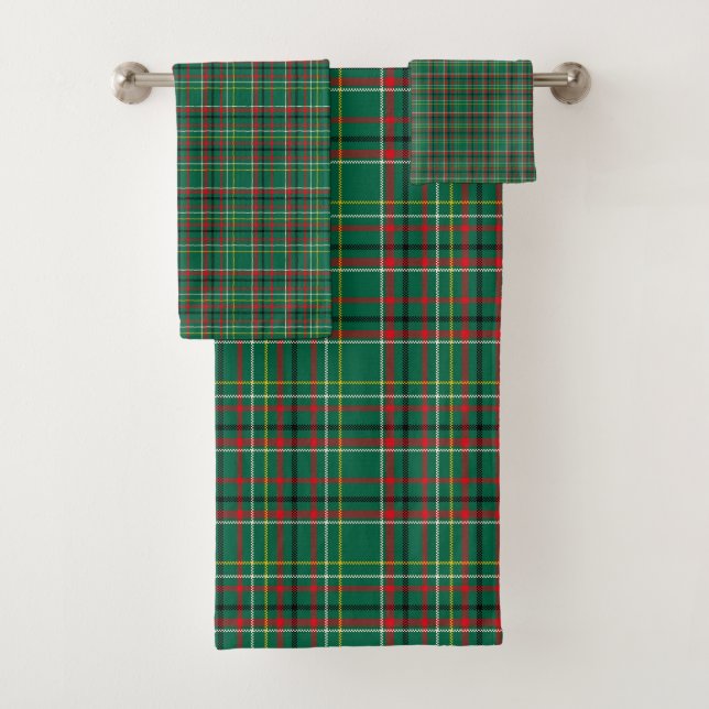 Christmas Plaid Green Pattern-23914 Badhandtuch Set (Insitu)