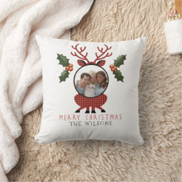 Christmas Plaid Reindeer with Personalized Photo Kissen