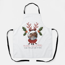 Christmas Plaid Reindeer with Personalized Photo Schürze