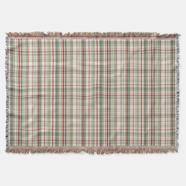 Christmas Plaid - rustic green red ivory Decke (Vorderseite)