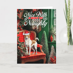 Christmas Podengo Pequeno Dog Naughty oder Nice Feiertagskarte