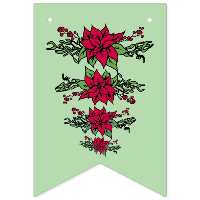 Christmas poinsetta bunting banner (Erste Fahne)