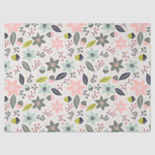 Christmas Poinsettia Acorns Grau Aqua Lime Green Seidenpapier