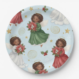 Christmas Poinsettia Angels Pappteller