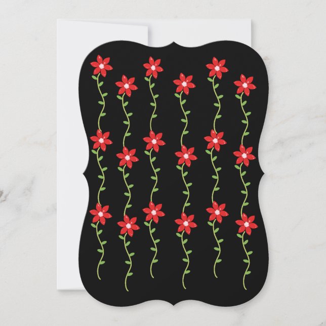 Christmas Poinsettia Black Flat Grußkarte Karte (Vorderseite)