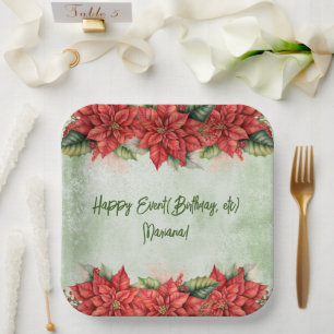 Christmas Poinsettia Blume Blumenkohl Party Pappteller