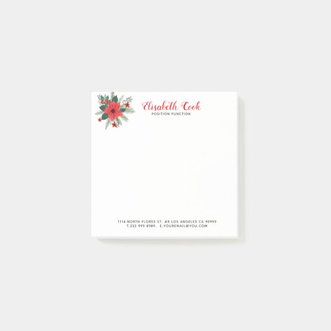 Christmas Poinsettia Bouquet Moderne Typografie Post-it Klebezettel (Vorderseite)