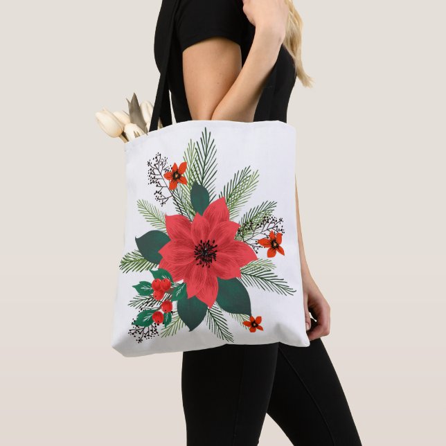 Christmas Poinsettia Bouquet Tasche (Von Nahem)