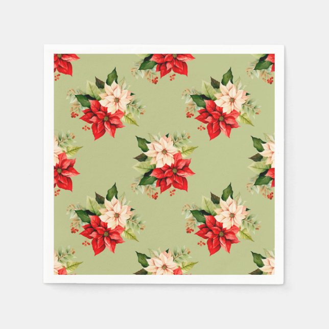 Christmas Poinsettia Classic Botanical Serviette (Vorderseite)