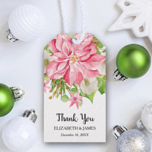 Christmas Poinsettia Floral Holiday Favor Geschenkanhänger