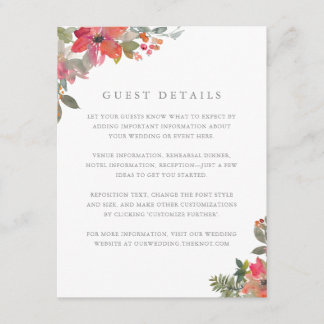 Christmas Poinsettia Floral Wedding Details Begleitkarte
