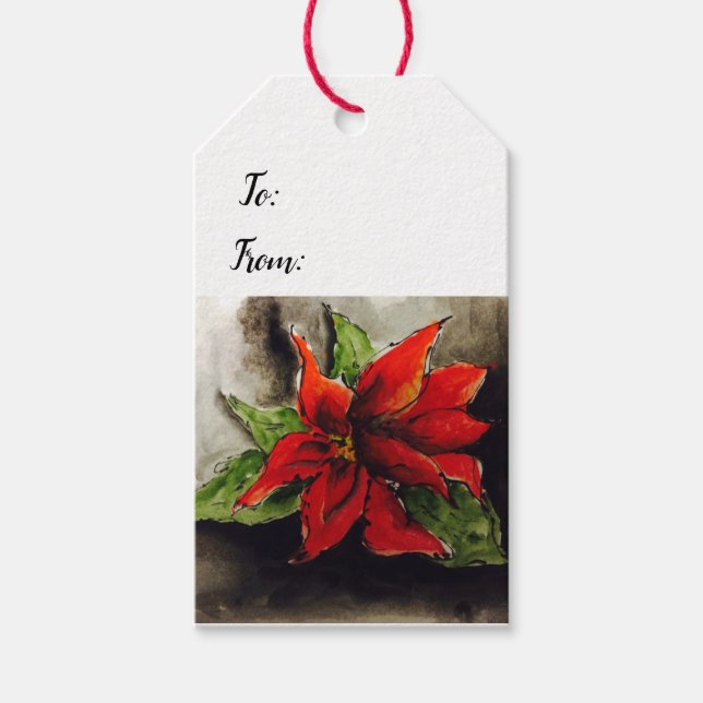 Christmas Poinsettia Geschenkanhänger (Vorderseite)