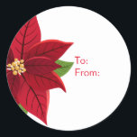 Christmas Poinsettia Geschenktag Runder Aufkleber<br><div class="desc">Weihnachten Poinsettia Geschenkartikel Tags und Party > Geschenkartikel > Geschenkartikel > Geschenkartikel Tags & Geschenkpackungen</div>