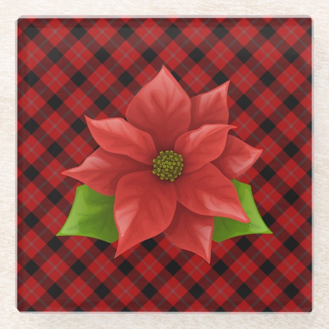 Christmas Poinsettia Glass Untersetzer (Vorderseite)