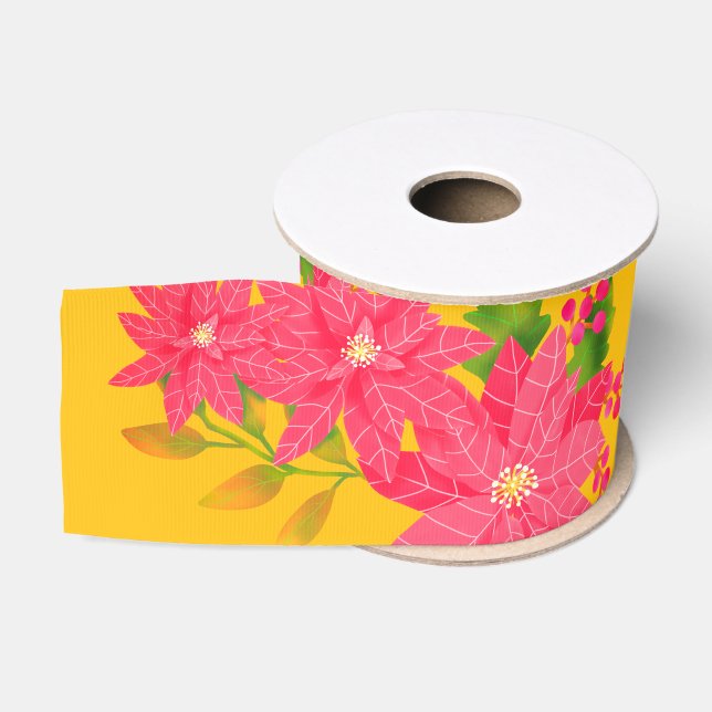 Christmas Poinsettia Gold Ripsband (Spule)