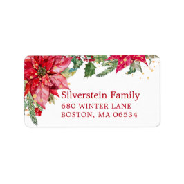 Christmas Poinsettia Gold Spritzer Adresse Adressaufkleber