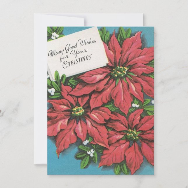 Christmas Poinsettia Gute Wünsche Blume Feiertagskarte (Vorderseite)