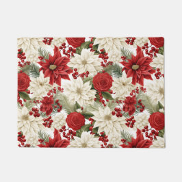 Christmas Poinsettia – Holiday Floral Design Fußmatte