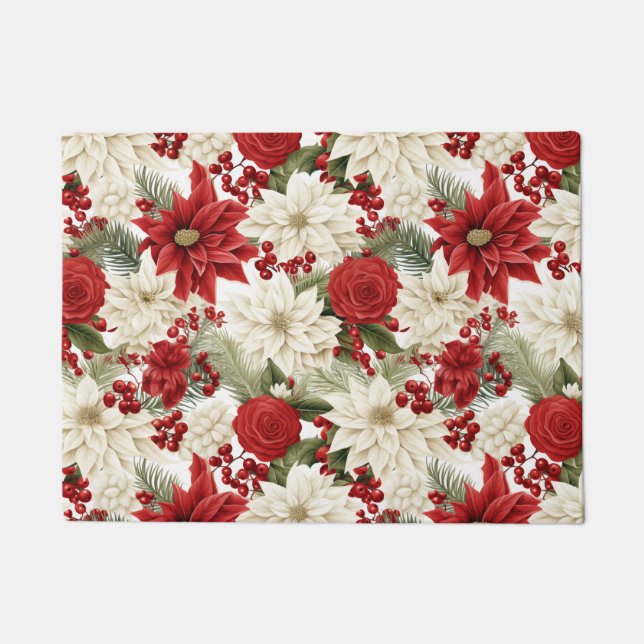 Christmas Poinsettia – Holiday Floral Design Fußmatte (Vorderseite)