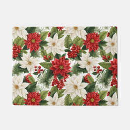 Christmas Poinsettia – Holiday Floral Design Fußmatte