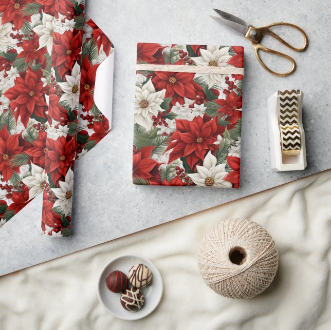 Christmas Poinsettia – Holiday Floral Design Geschenkpapier (Kunsthandwerk)