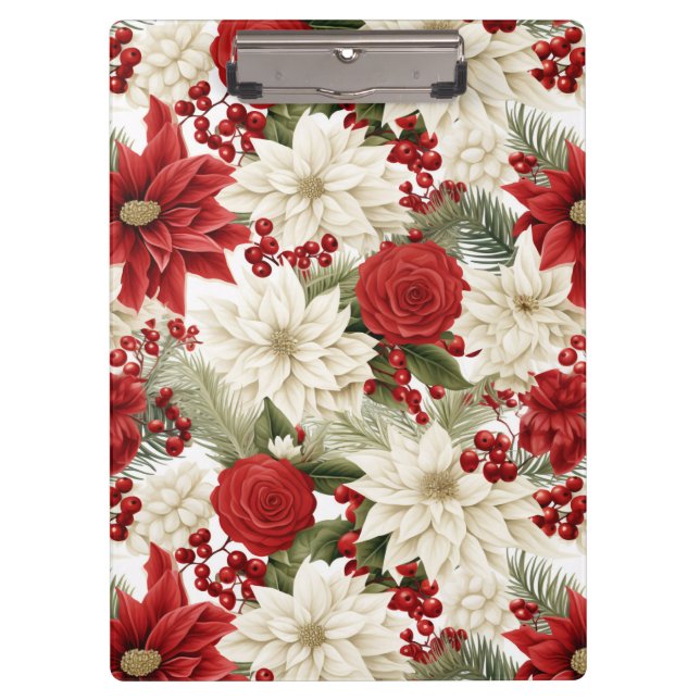 Christmas Poinsettia – Holiday Floral Design Klemmbrett (Vorderseite)