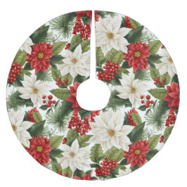 Christmas Poinsettia – Holiday Floral Design Polyester Weihnachtsbaumdecke