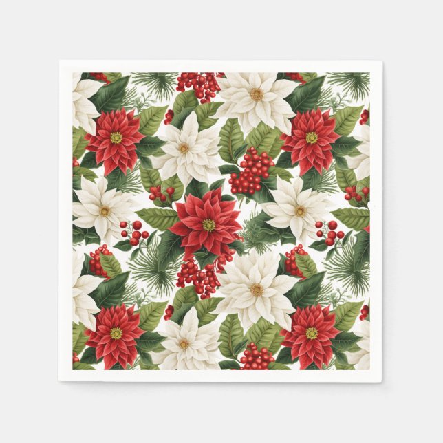 Christmas Poinsettia – Holiday Floral Design Serviette (Vorderseite)
