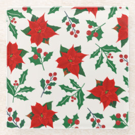 Christmas Poinsettia & Holly Floral Untersetzer