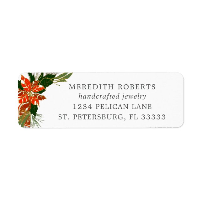Christmas Poinsettia Jeweldesign Rücksendeadresse (Vorne)