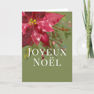 Christmas Poinsettia Joyeux Noël Feiertagskarte