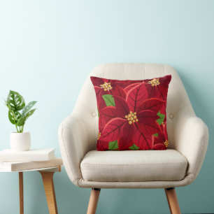 Christmas Poinsettia Kissen