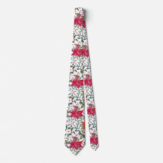 Christmas Poinsettia Men's Neck Tie Krawatte (Vorderseite)