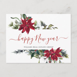 Christmas Poinsettia Mistletoe Unternehmensgrüße Feiertagspostkarte