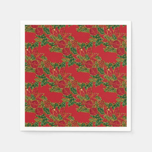 Christmas Poinsettia-PAPER-PARTY NAPKINS-Red Serviette