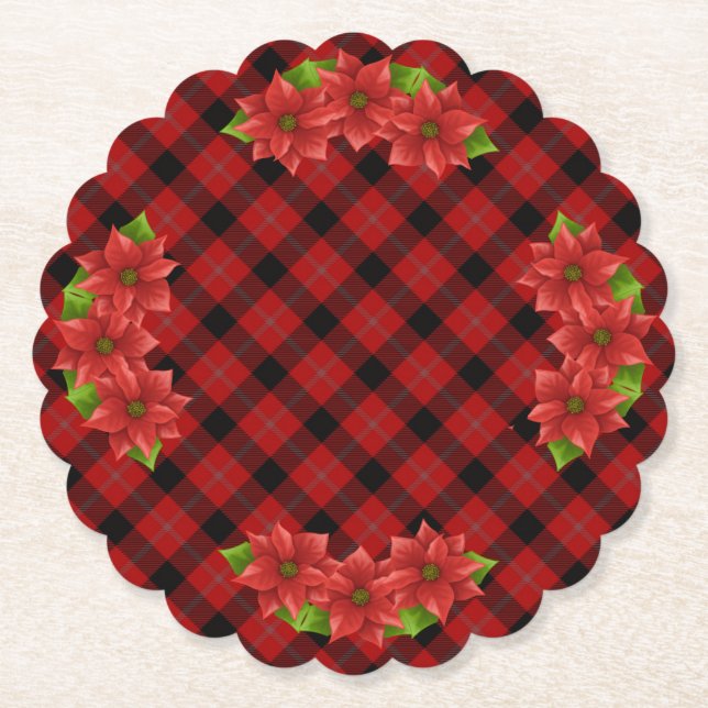 Christmas Poinsettia Paper Untersetzer (Vorderseite)