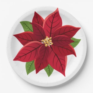 Christmas Poinsettia Pappteller