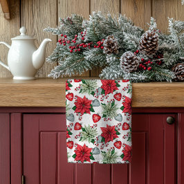 Christmas Poinsettia Pattern Geschirrtuch